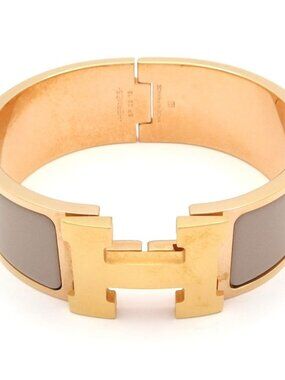 Hermes Bangle Clic Clac Pink Gold Grey Bracelet